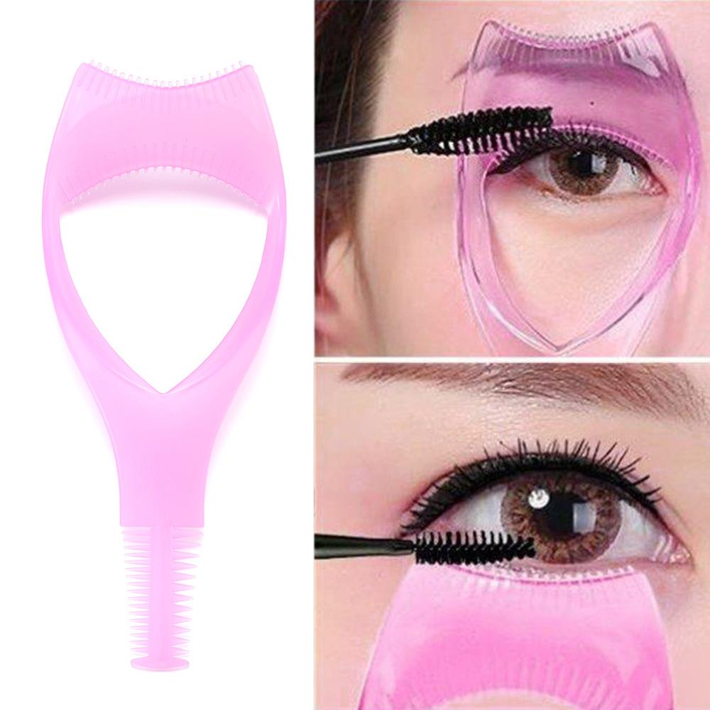 Crystal Protect Eyes Applicator Tool 3-In-1 Eyelash Comb Template Mascara Shield Make Up Brush