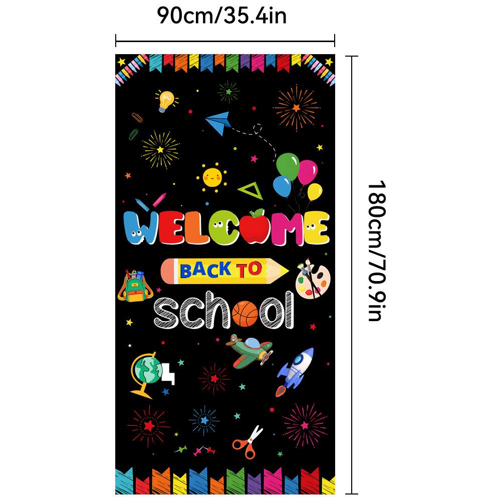 Back To School Banner Welcome Back To School Door Cover Backdrop Polyester Hanging Banner Front Door Porch Sign for First Day