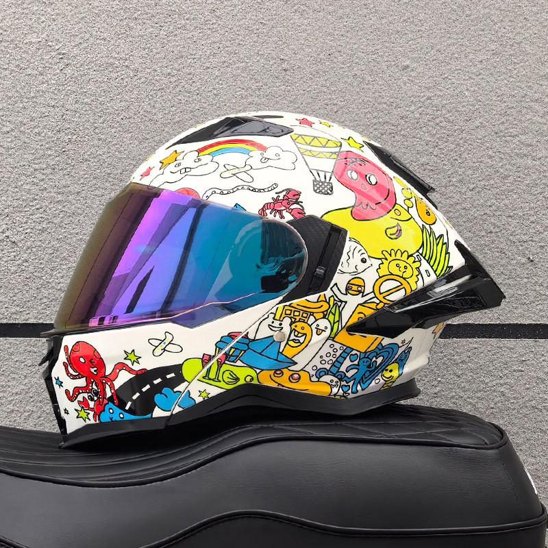 DOT ECE Certified Full Face Motorcycle Helmet Men Women ABS Shell Flip-Up Visor All-Season Use