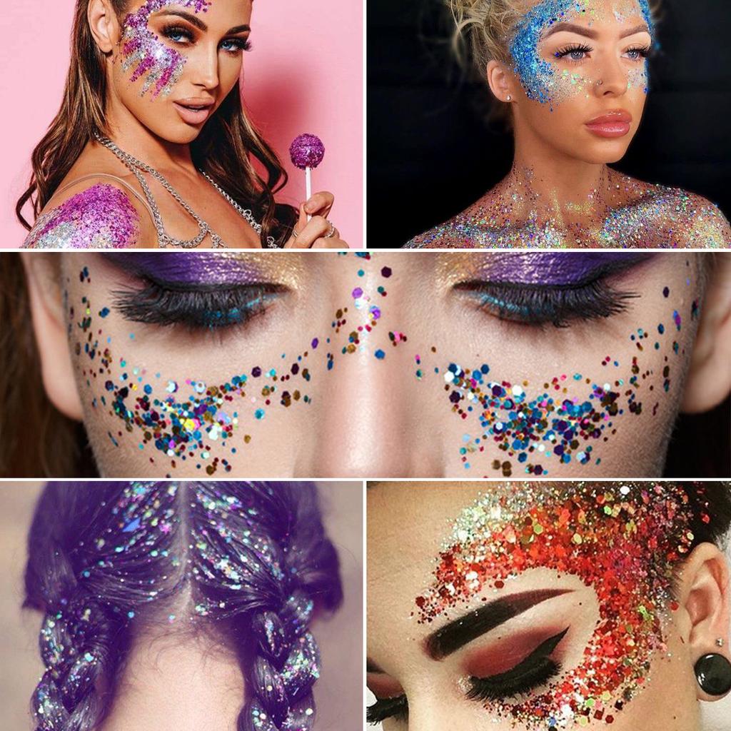 Popular Sequins Gel Glitter Gel Body Facial Hair Eye Stage Makeup Highlight Powder Sequins