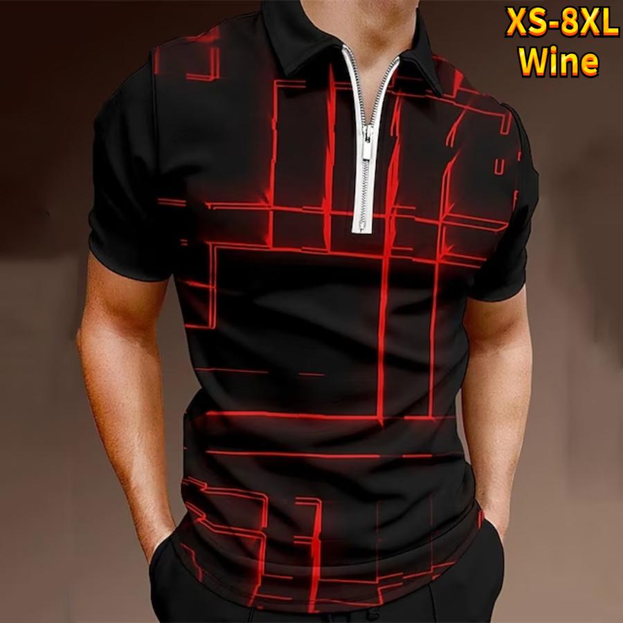 Повседневная футболка с лацканами, молодежная мужская модная футболка на молнии, футболка с коротким рукавом, мужская футболка с 3D цветным принтом