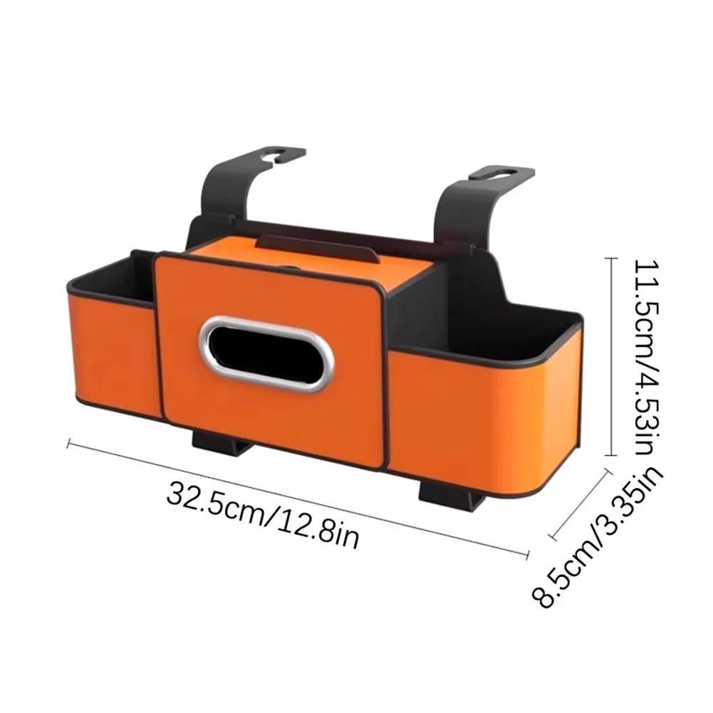 Car Seat Organizer With Abs Box & Tissue Holder. Double Storage For Snacks/drinks. Easy Install, Durable Resin For All Cars