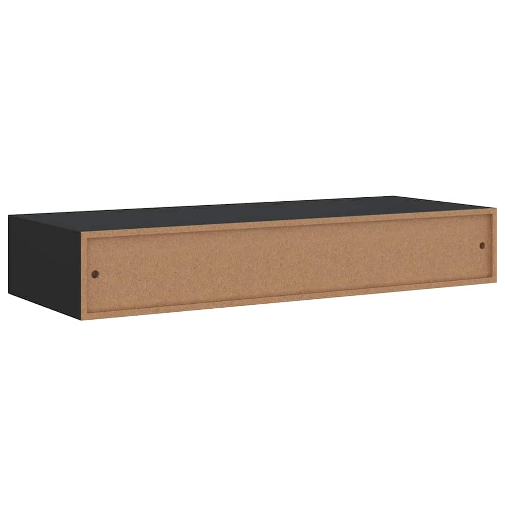 Vidaxl Półka Ścienna Z Szufladą, Czarna, 60 X 23,5 X 10 Cm, Mdf