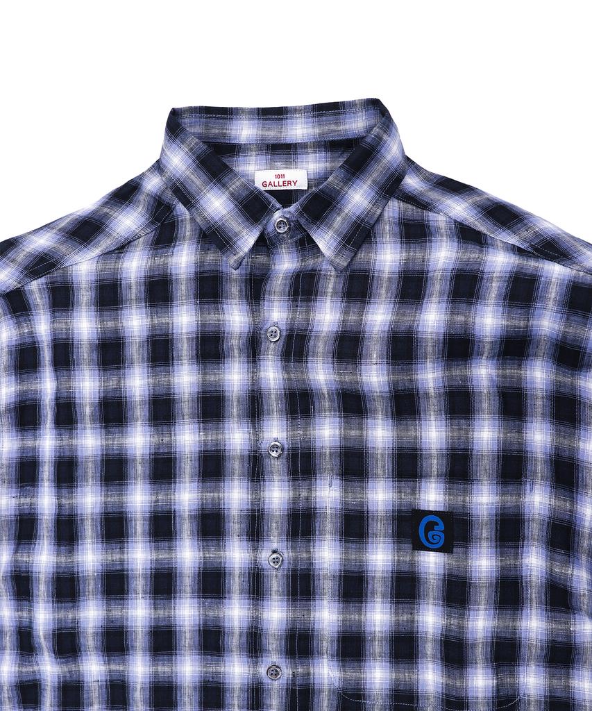 1011 GALLERY G Logo Check Shirts - Blue