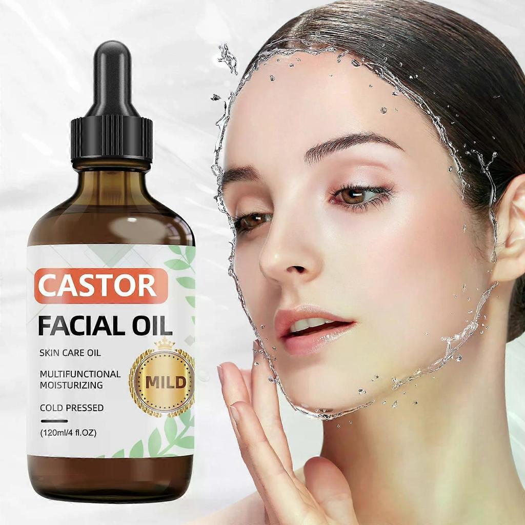Pure Cold-Pressed Castor Oil, 120ml Organic Facial & Body Oil for Moisturizing Skin