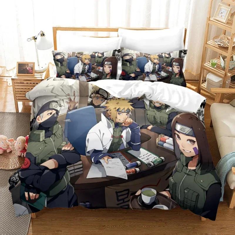 Anime Naruto Bedding Set Double Duvet Cover Comforter Akatsuki Itachi Sasuke Kakashi Sheet Bedspread Birthday Christmas Gift