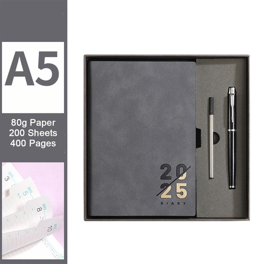 Кожаный деловой план на 2025 год формата А5, ежедневник для студентов, дневник учета на 365 дней, блокнот, памятка, 200 листов, 400 страниц