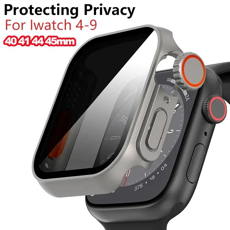 Металлическое стекло+Чехол для Apple Watch 9 8 7 6 5 4 Серии Защитная пленка для экрана Изменить на Ultra i watch 45мм 44 41 40мм Защита конфиденциальности