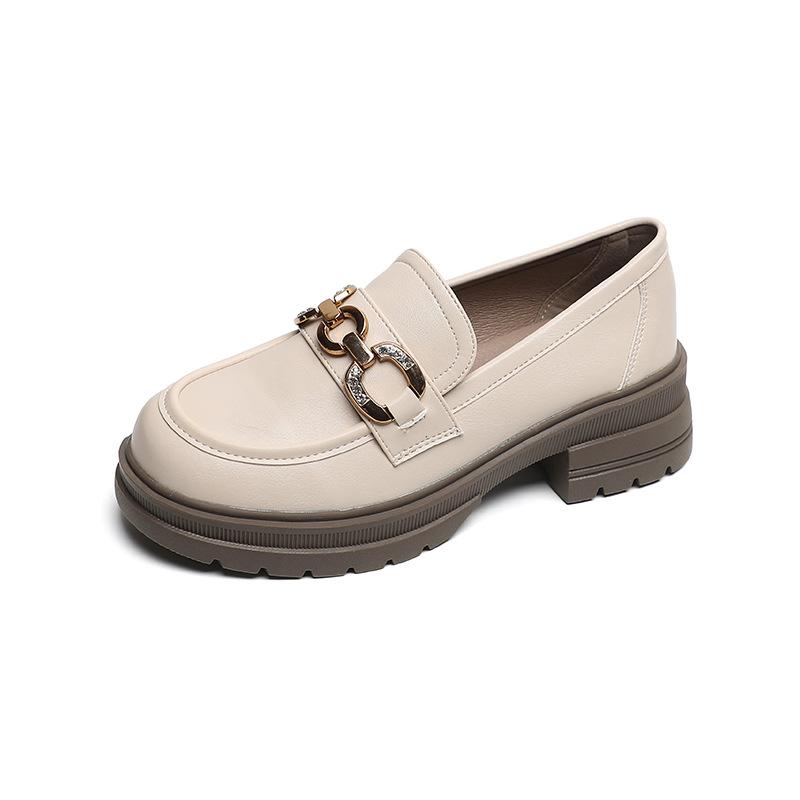 Weiwei Girl 8009-8 Platform Loafers Women's Spring and Autumn Retro One-pedal Small Leather Shoes Thick Heel Soft Sole Single Shoes