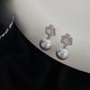Light Luxury Diamond Flower Pearl Series Set Earrings for Women Simple and Exquisite Temperament Clavicle Chain