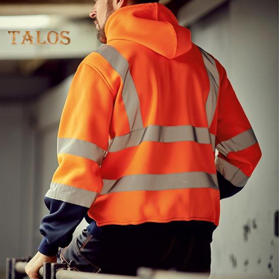 Светоотражающая защитная толстовка с капюшоном, светоотражающие зоны на 360 градусов, высокая видимость, быстросохнущая, с длинными рукавами, ночное пальто для строителей на открытом воздухе ночью