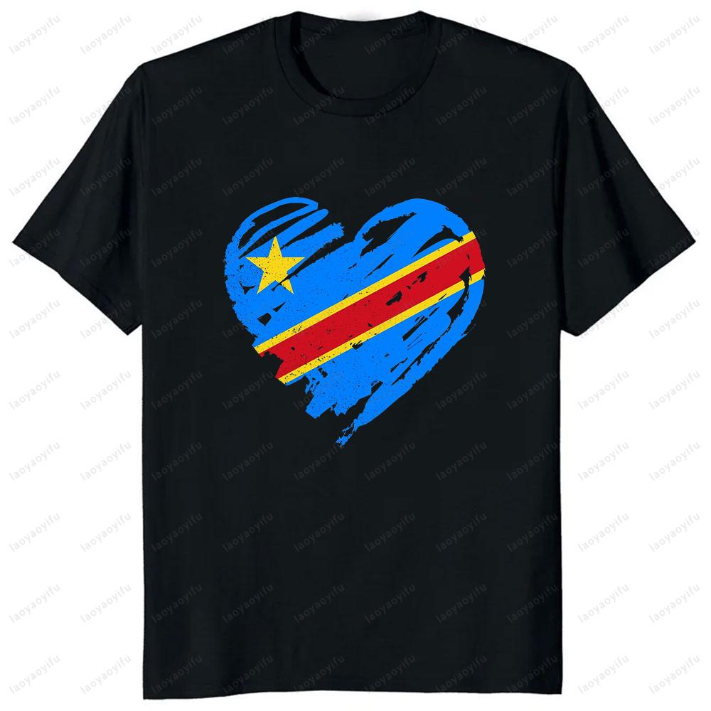 Футболка с принтом карты страны Конго COD Киншаса, с коротким рукавом, летняя модная одежда, свободная футболка, хип-хоп, кэжуал, хипстерская, мужская