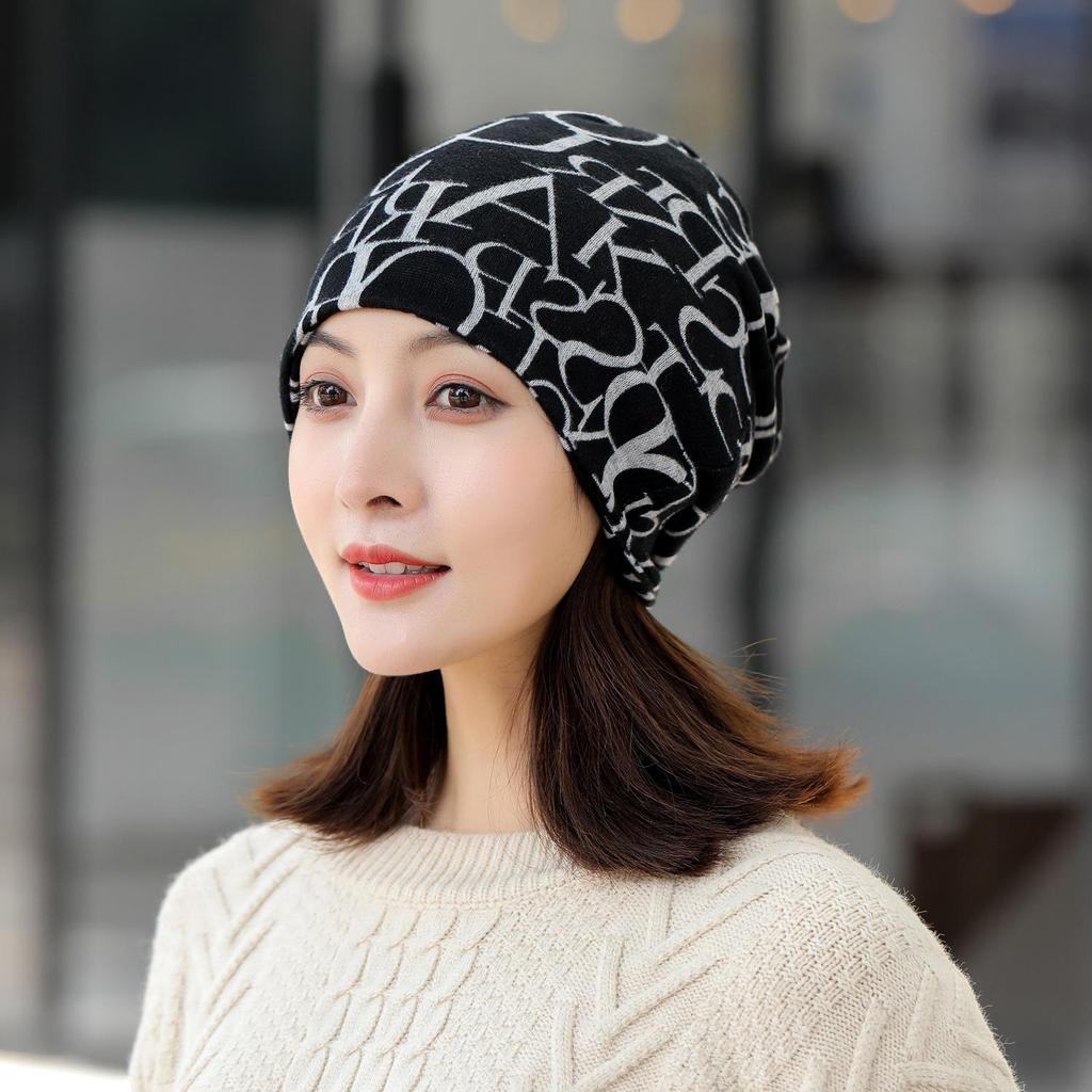 Универсальные корейские женские шапки на осень/зиму: Головной платок, баотоу, пуловер, шейный платок, принт, ворс и защитные уши
