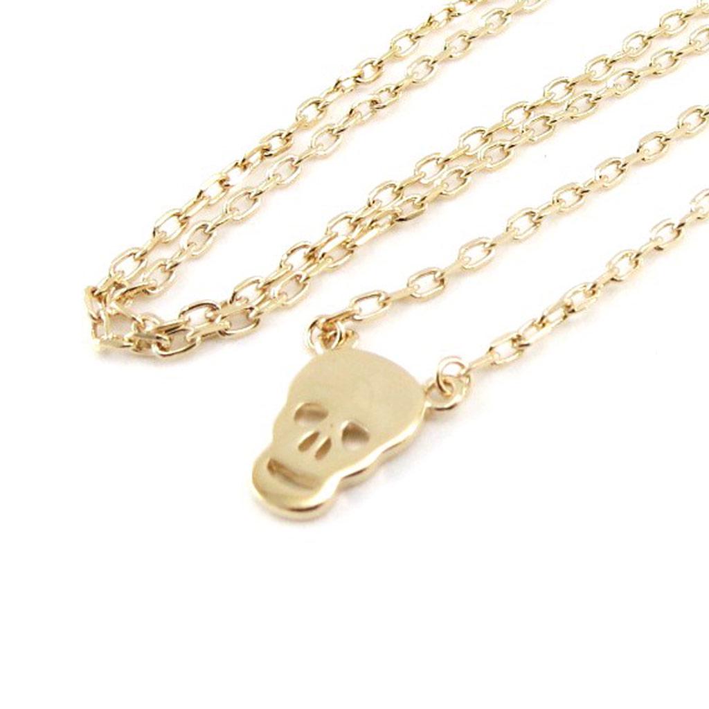 Les Trésors De Lily [J0857] - Gold Plated 'Skull' Necklace