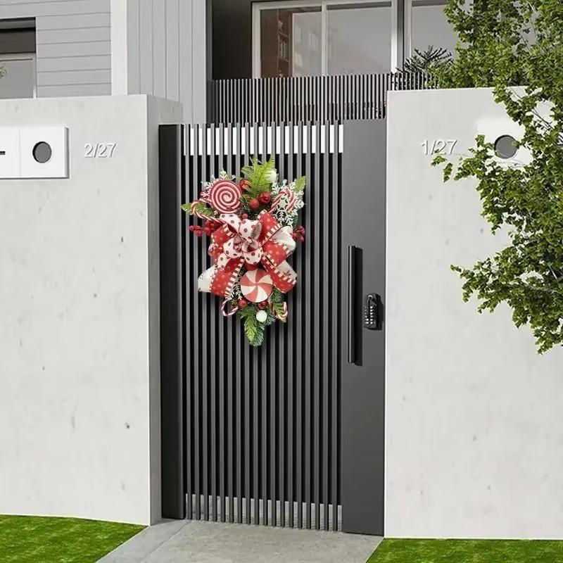 Новое Рождественское Украшение для Дома Рождественская Конфета Бант Узел Подвеска на Дверь Декор для Задней Стены Двора Настенное Искусственное Украшение LS
