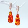 Trendy Colorful Flower Resin Water Drop Dangle Earrings Rose Gold Color Temperament Eardrop For Women Wedding Fine Jewelry