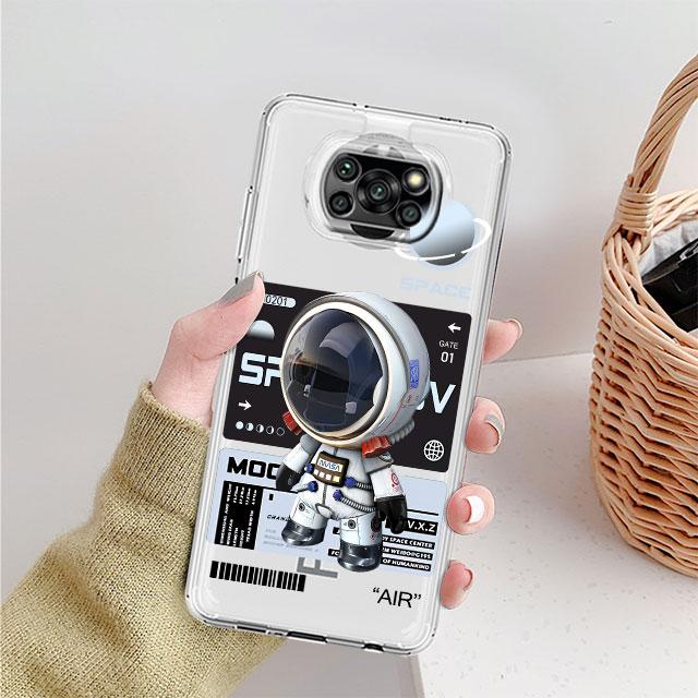 Роскошный прозрачный чехол с рисунком астронавта для Xiaomi Mi Poco X3 NFC M3 Pro F3 F1 11 Lite 12 Redmi Note 10 9S 8 7 9, мягкий чехол для телефона