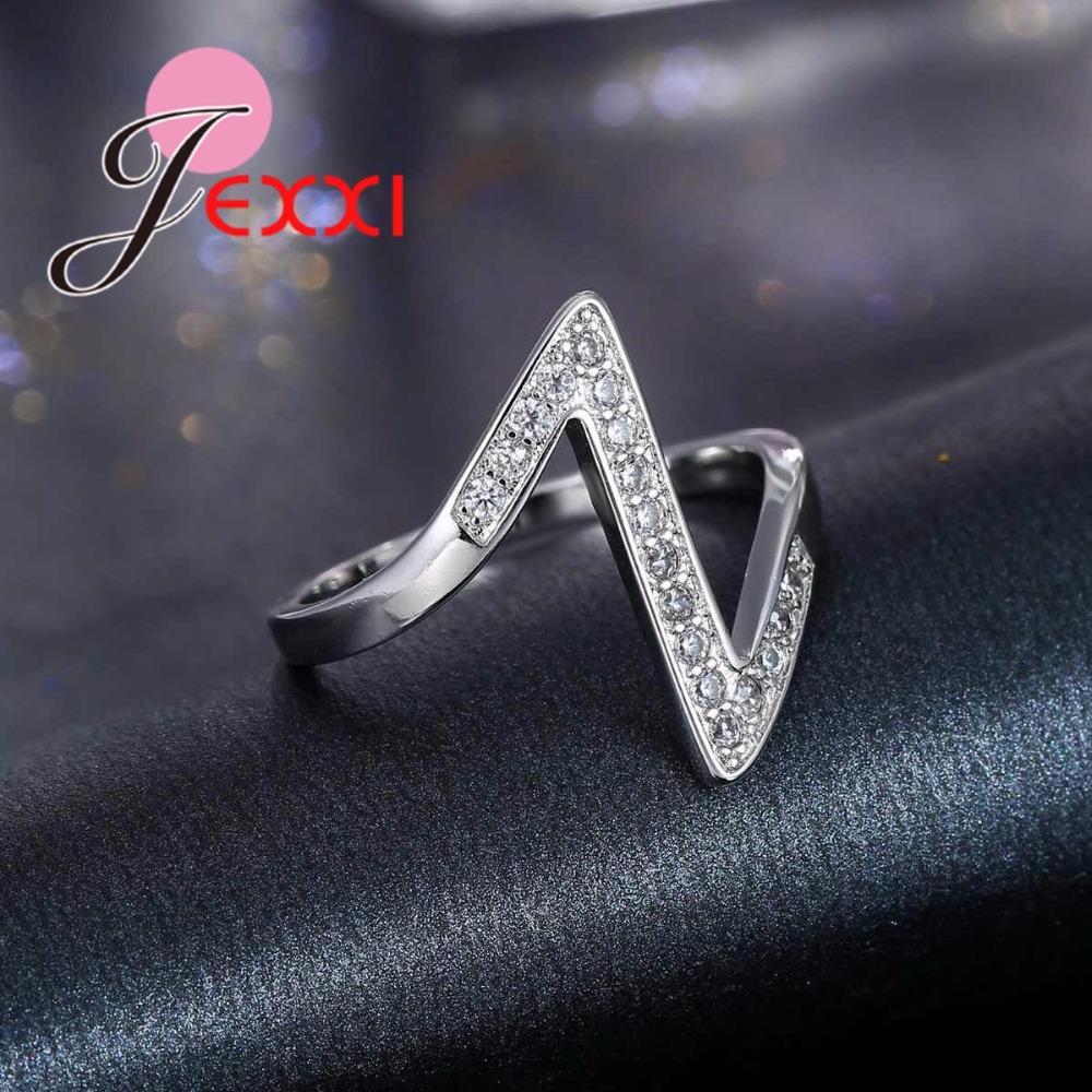 Trendy Z-shaped 925 Sterling Silver Ring with Micro Paved AAA CZ Paved Jewelry Ring for Women New