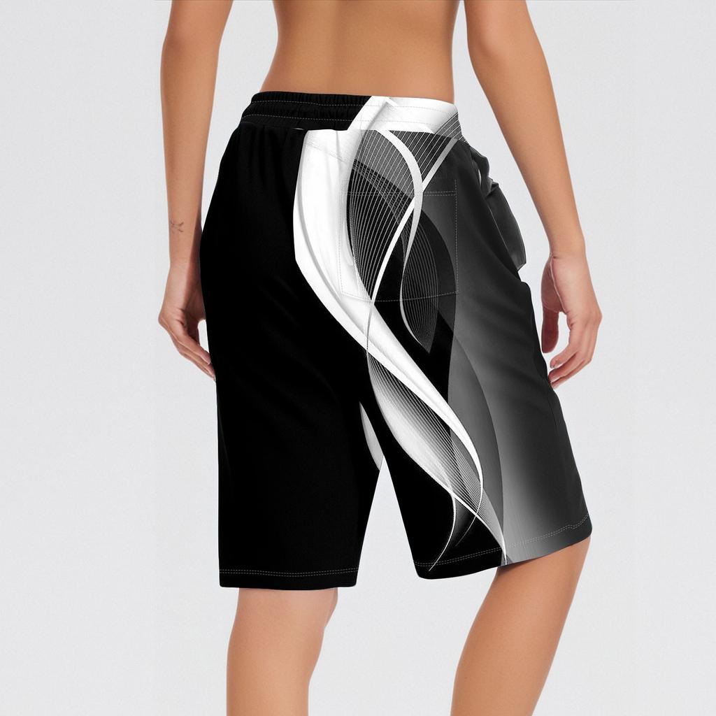 Shorts For Women Printing Workout Running Soft Yoga Shorts With Pockets