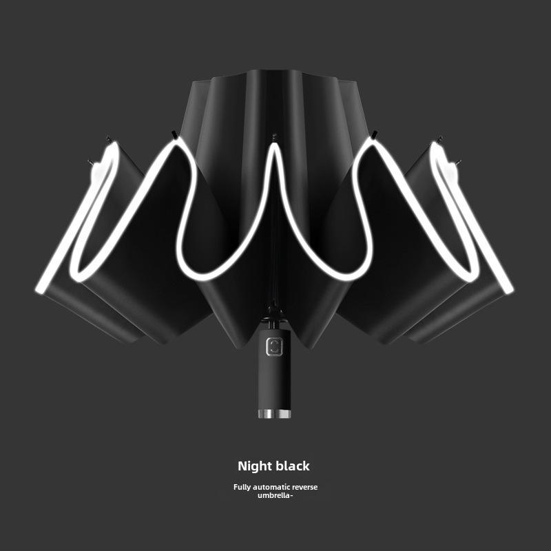 Retro Large Automatic Reverse Sunshade Umbrella for Men and Women - UV Protection for Sun and Rainy Days