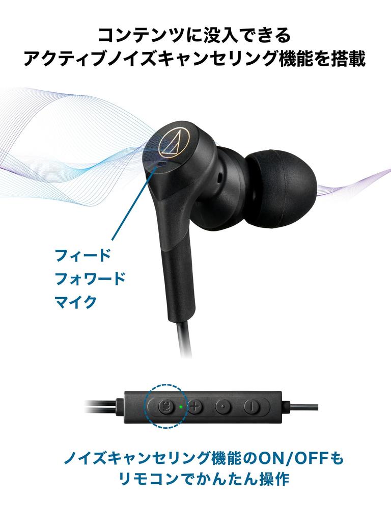 Audio Technica BK Earphones Wired Type C Noise Canceling Length Remote Control with Heavy Sealed High Quality ATH-CKS330NC 1.2m [No Delay, Microphone,