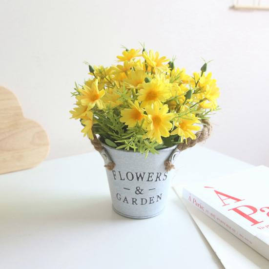 1шт искусственный цветок ромашка металлический горшок бонсай этап сад свадьба декор