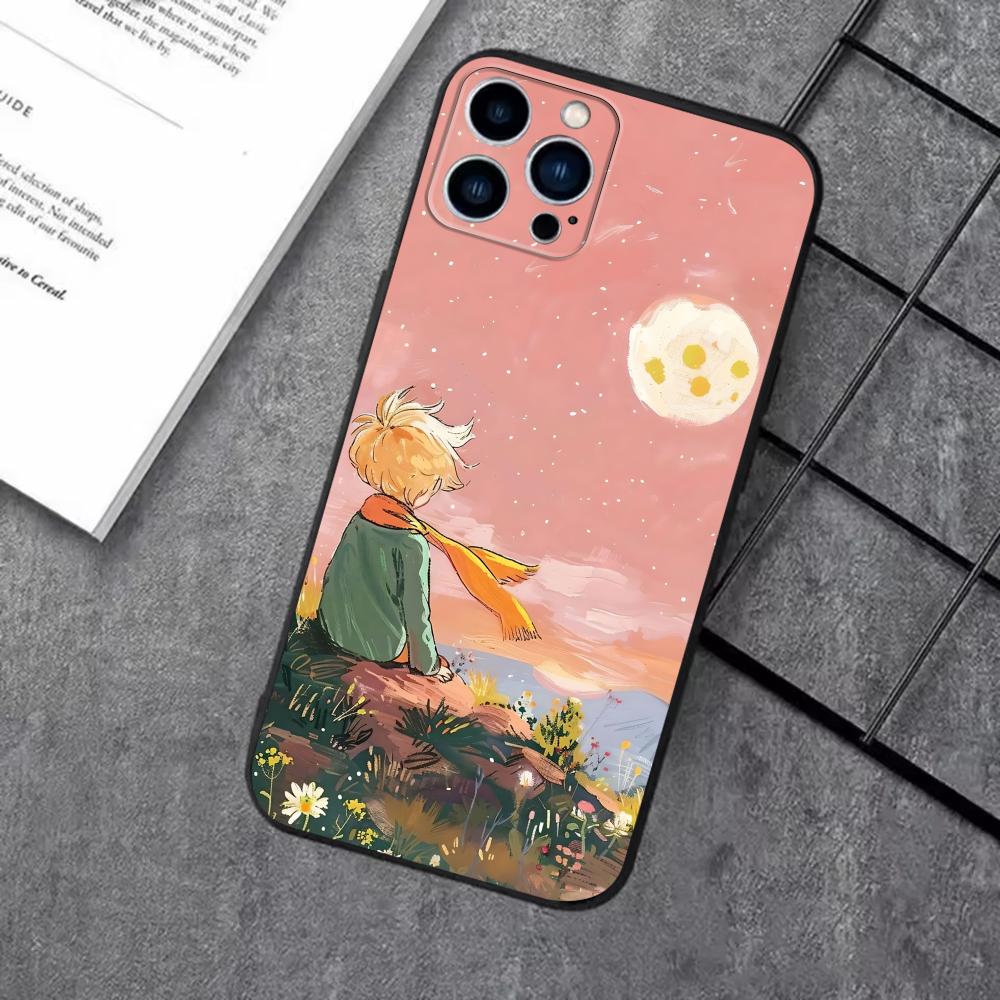anime The Little Prince Phone Case For iPhone17 16 16e 15 14 13 12 11 Plus Mini Pro Max Soft black Shockproof Cover