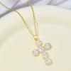 Full Diamond Cross Necklace Women'S Trend Personality Versatile Micro-Inlaid Pendant Collarbone Chain Accessories