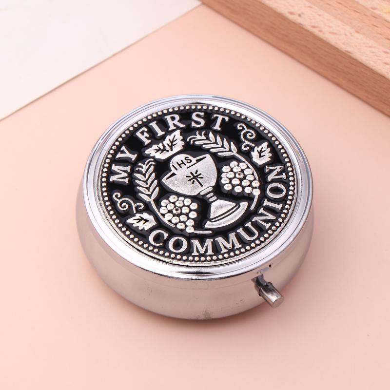 Ретро Металл Святое Причастие Святой Бенедикт Розарий Подарочные Коробки Круглый Религиозный Ювелирный Изделий Упаковочный Кейс