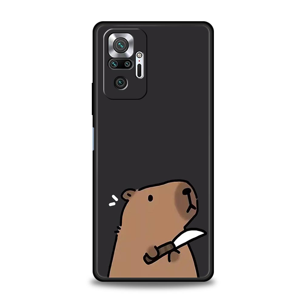 Милый чехол для телефона с капибарой для Xiaomi Redmi Note 14 13 5G 10 11 12 Pro Plus 4G 14C 13C 12C 10C Черная крышка