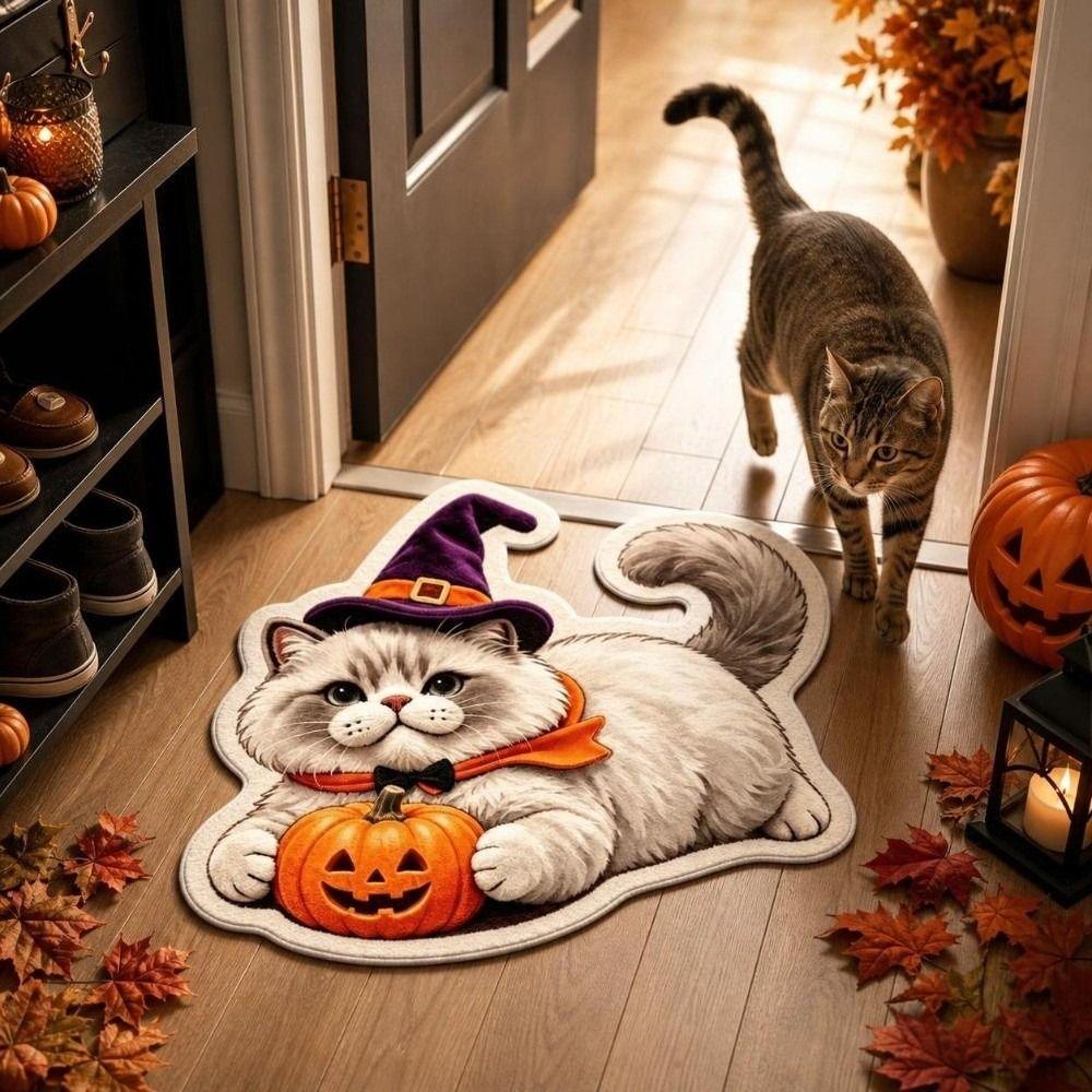 Non-Slip Halloween Cat Doormat Soft Floor Rug New Bathroom Mat Floor