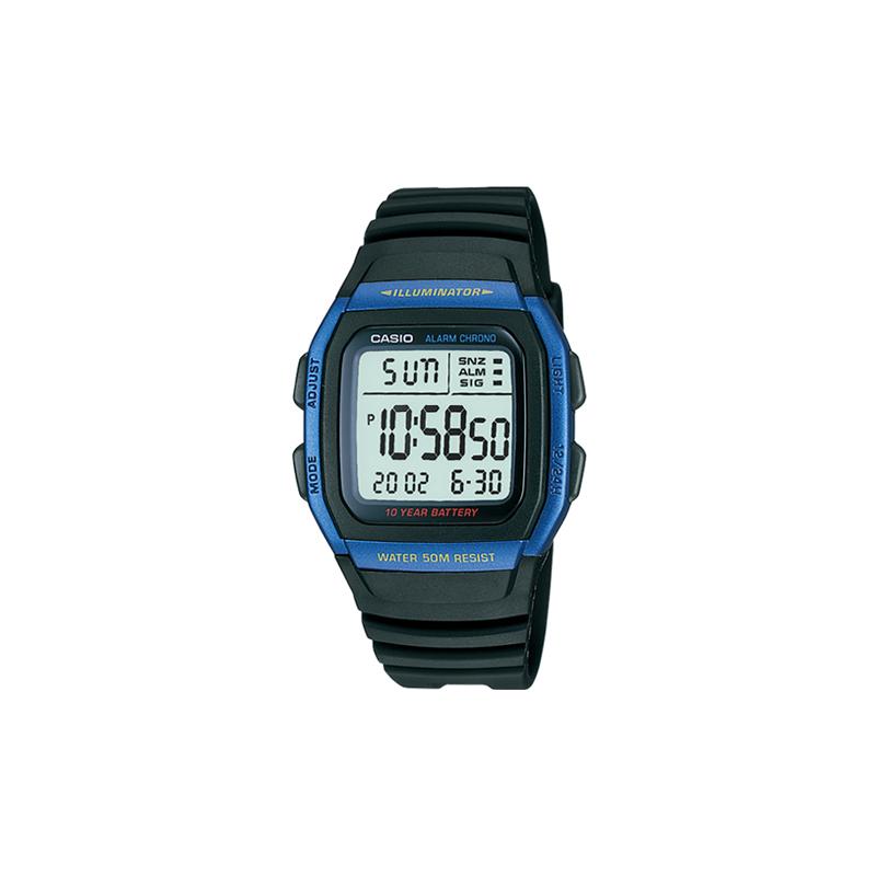 Casio Серия YOUTH - силиконовый маленький квадрат, водонепроницаемость 50 метров, ЖК-дисплей, кварцевый механизм, полимерный ремешок, японские и корейские часы, W-96H-2AVDF