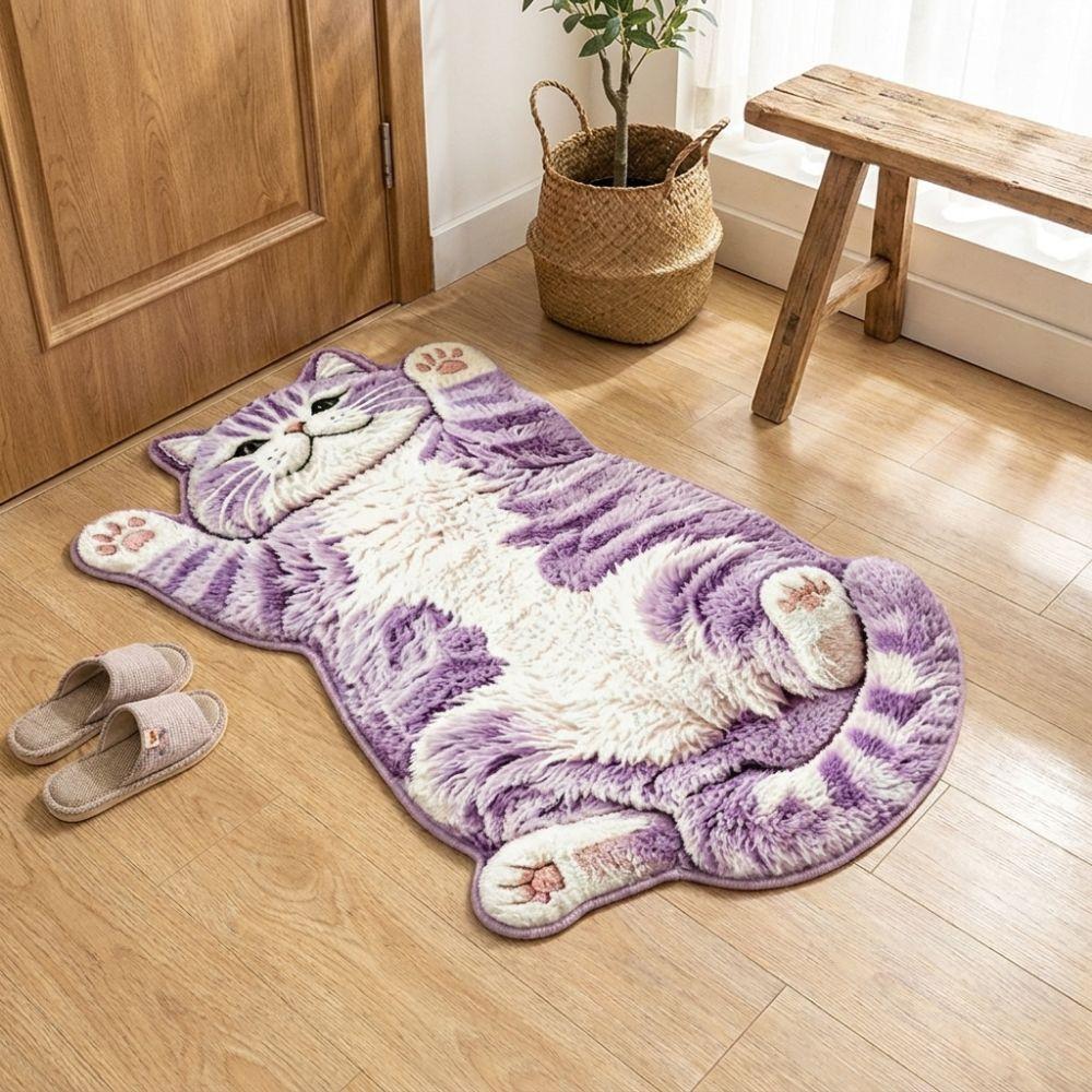 Non-Slip Cat-Shaped Area Rug Anti-fouling Cartoon Carpet Soft Home Decor Carpet Bedrooms