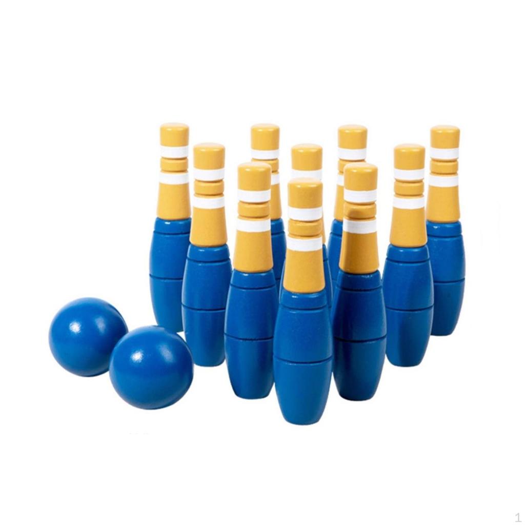 Деревянный набор для боулинга Гладкий с кеглями и шарами Классическая игрушка для маленьких детей, семей,