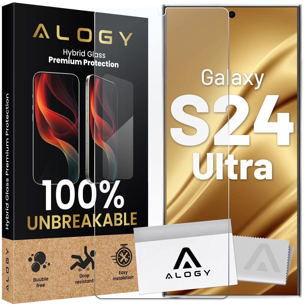 Szkło "Nietłukące"Do Samsung Galaxy S24 Ultra Na Ekran Hybrydowe Alogy Flexi Glass 9H Case Friendly Płaskie Na Ekran