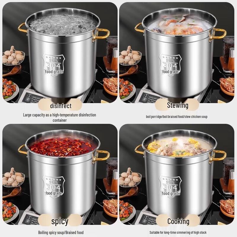 Xiyao 304 Stainless Steel Commercial Soup & Rice Pot with Lid