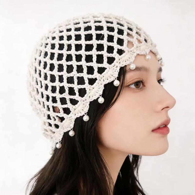 Bohemian Style Handwoven Hollow Bead Women's Knit Pullover Hat