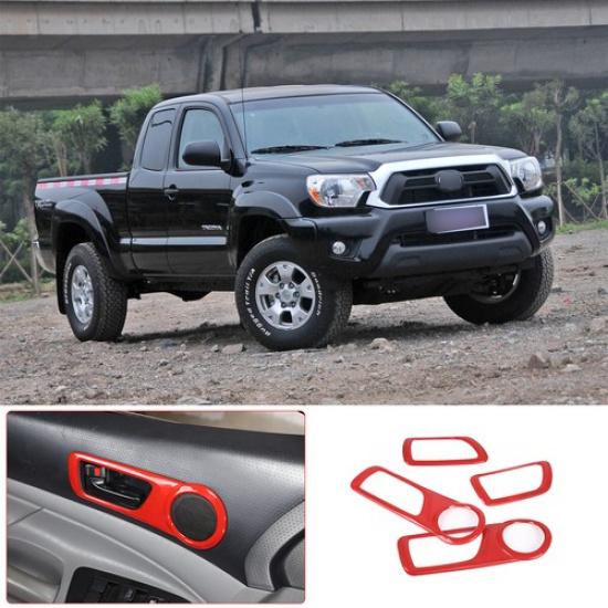 Fit For Toyota Tacoma 2011-2015 ABS Red Interior Door Handle Bowl Trim