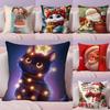 Милые Рождественские Мультяшные Иллюстрации Наволочка Шелковистый Короткий Плюш С Невидимой Молнией Пылезащитный Чехол для Подушки Дивана