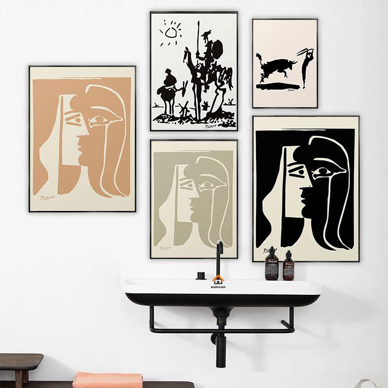 Picasso Kiss Art Bullfight Square Don Quixote Museum Exhibition Poster Wall Hanging Pablo Home Decor Accessories Canvas Painting