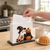 Wooden Napkin Stand Halloween Holder for Table, Ghost Pumpkin Black Cat Standing Dispenser, Paper Towel Kitchen Dining Table Tabletop Organizer