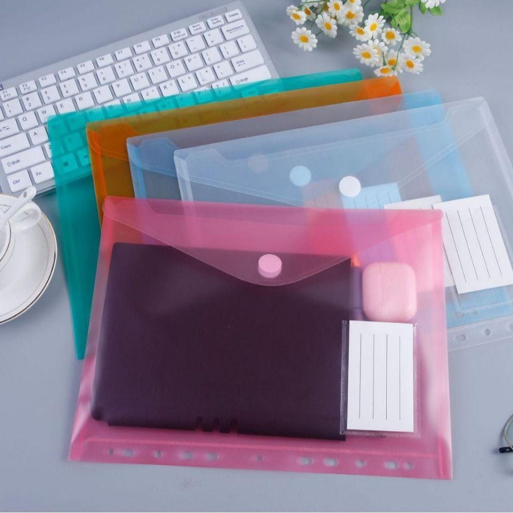 Colorful A4 File Folder Transparent Folder Envelope Bag Durable Document Holder  Ring Binder