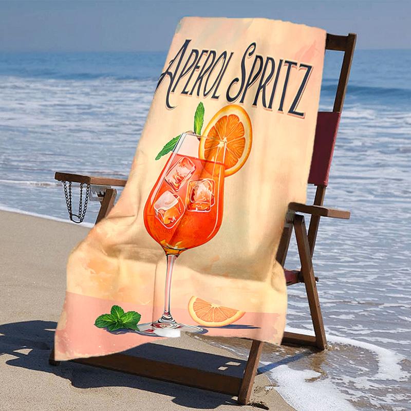 proof beach towel with Aperol Spritz pattern - soft,absorbent,quick-drying,machine washable - perfect for swimming,camping,bathing