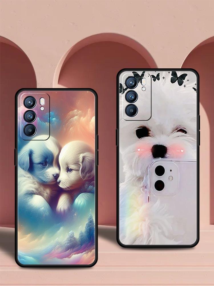 Cute Little Dog Phone Case For Oppo Reno 13 12 11 10 7 F Find X5 X6 A98 A80 A79 A78 A57 A54 A31 A17 Pro 5G Soft TPU Cover Capas