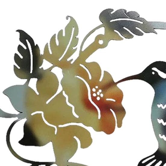 Металлическая птица Настенный художественный декор Колибри Цветочный силуэт для внутреннего и открытого сада Гостиная Спальня Патио