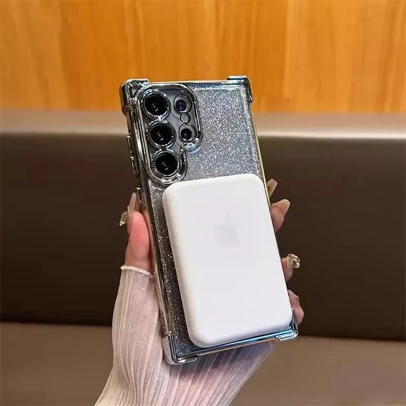Роскошный блестящий жесткий чехол для телефона Samsung Galaxy с MagSafe и магнитным кольцом-подставкой