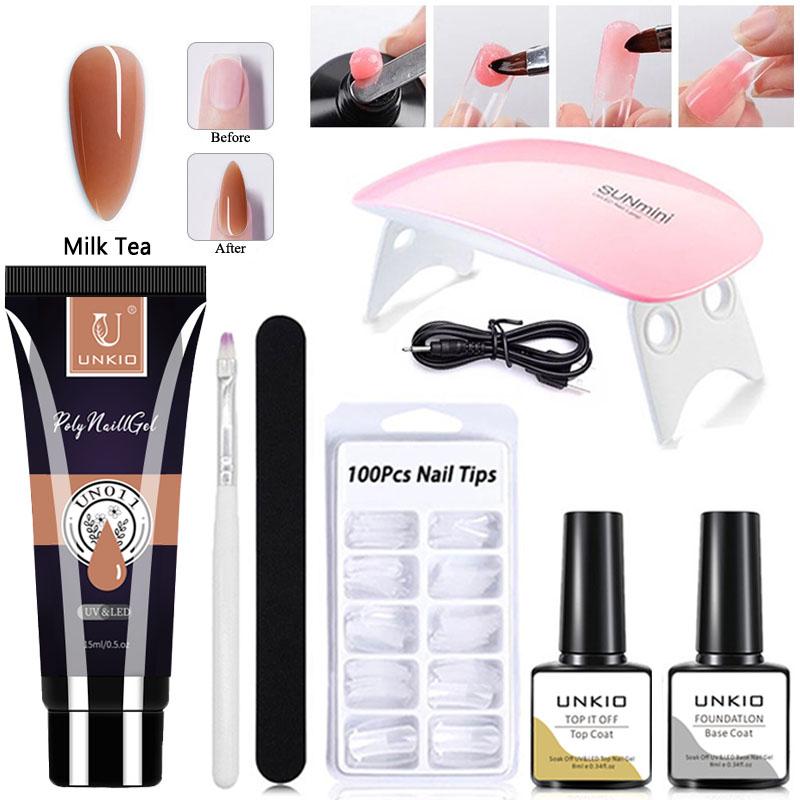 7 шт./компл., 15 мл, набор для наращивания ногтей, набор поли УФ-гелей, набор для создания УФ-геля, полуперманентный гель для ногтей для наращивания ногтей