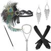 1920s Retro Feather Headpiece & Jewelry Set for Evening Parties