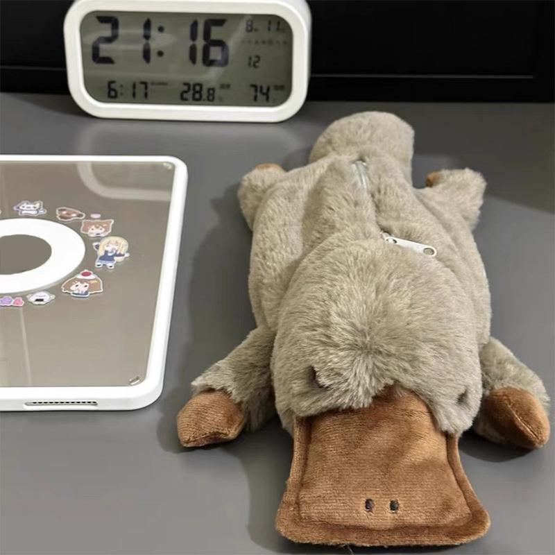 Милый пенал с утконосом, косметичка, плюшевая сумка для ручек, большая вместительная сумка для хранения, школьные принадлежности, коробка для канцелярских принадлежностей