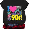 Наряды 90-х для женщин Я люблю 90-е футболки с коротким рукавом футболка для тематической вечеринки 90-х повседневные ретро топы 90-х